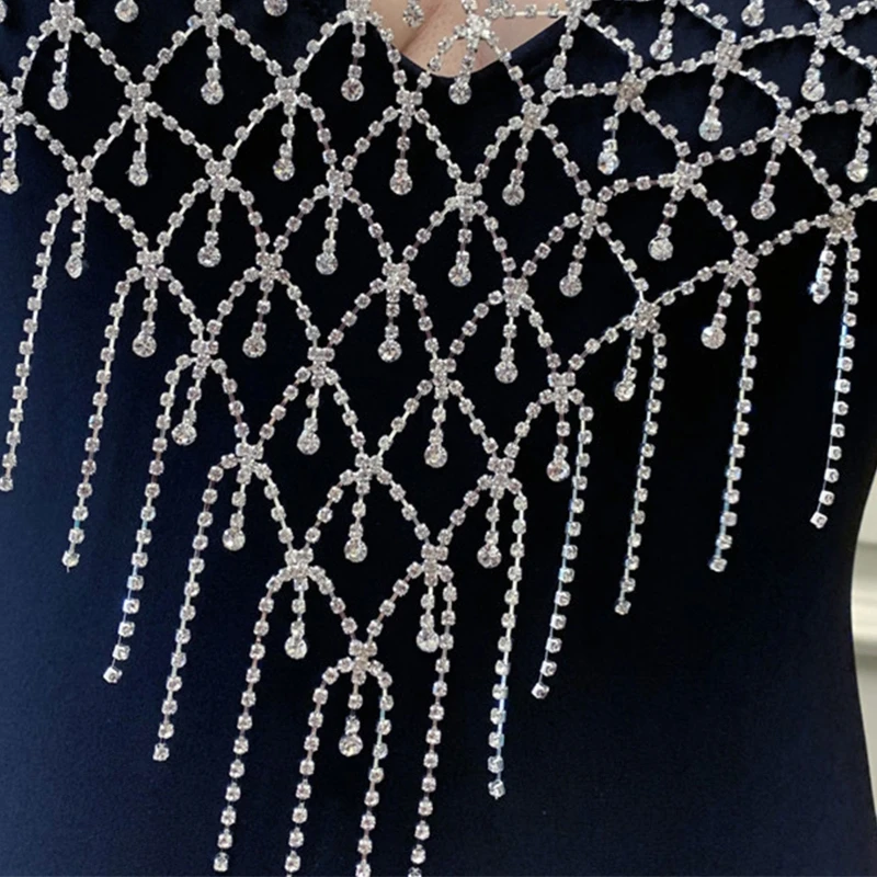 Women Sexy Shiny for Rhinestone Tassel Halter Bra Faux Crystal Diamond Chain Chest Harness Body Jewelry Crop Top Party Club