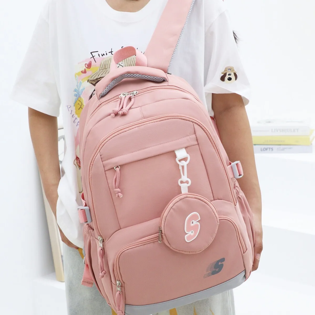 حقيبة مدرسية عصرية لطلاب المدارس الثانوية في المدرسة الثانوية حقائب كتف خفيفة الوزن كاجوال وعصرية لتقليل العبء #3