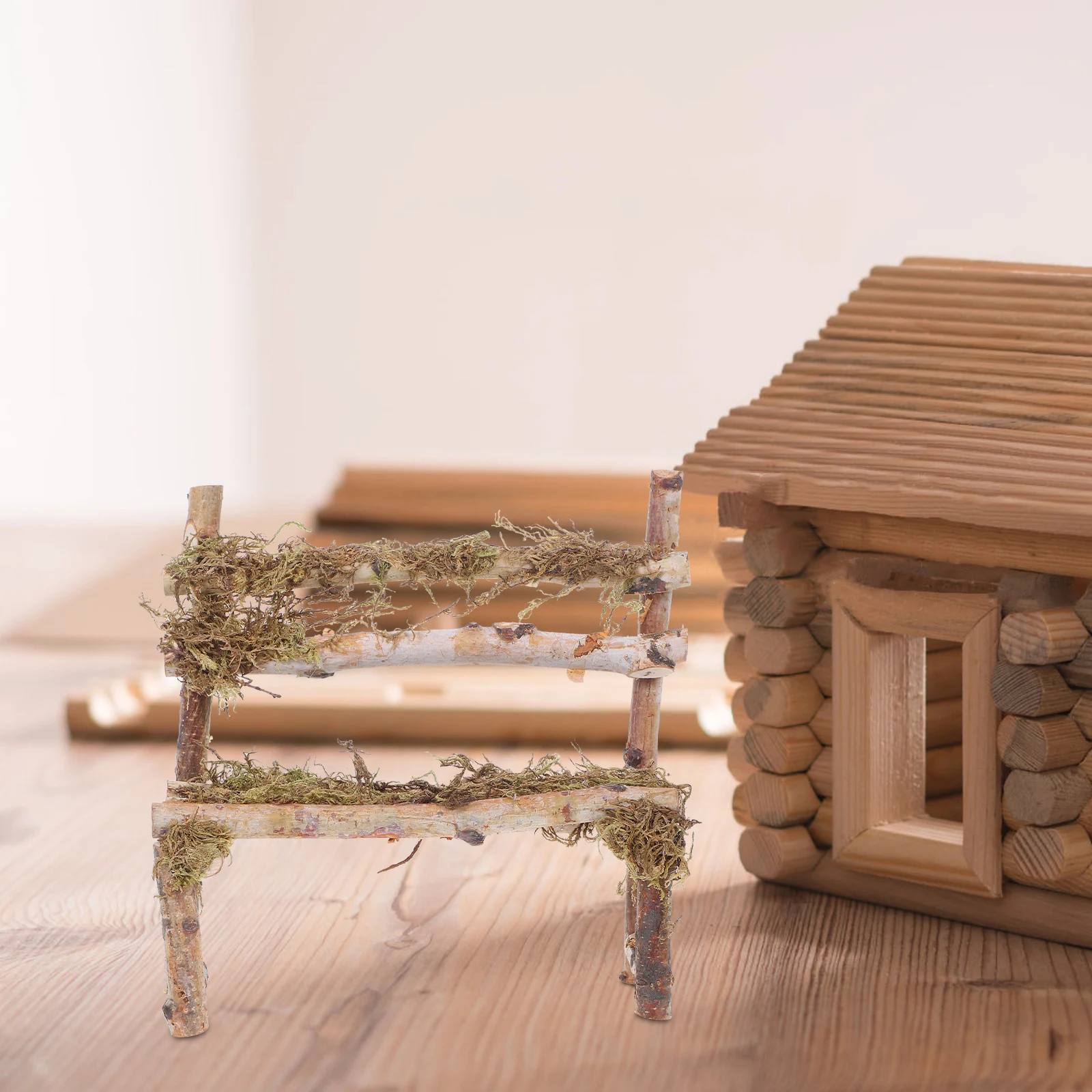

Miniature Wooden Chair Ornament Mini Dollhouse Bench Garden Style Tabletop Decoration Handcrafted Simulated Park Furniture