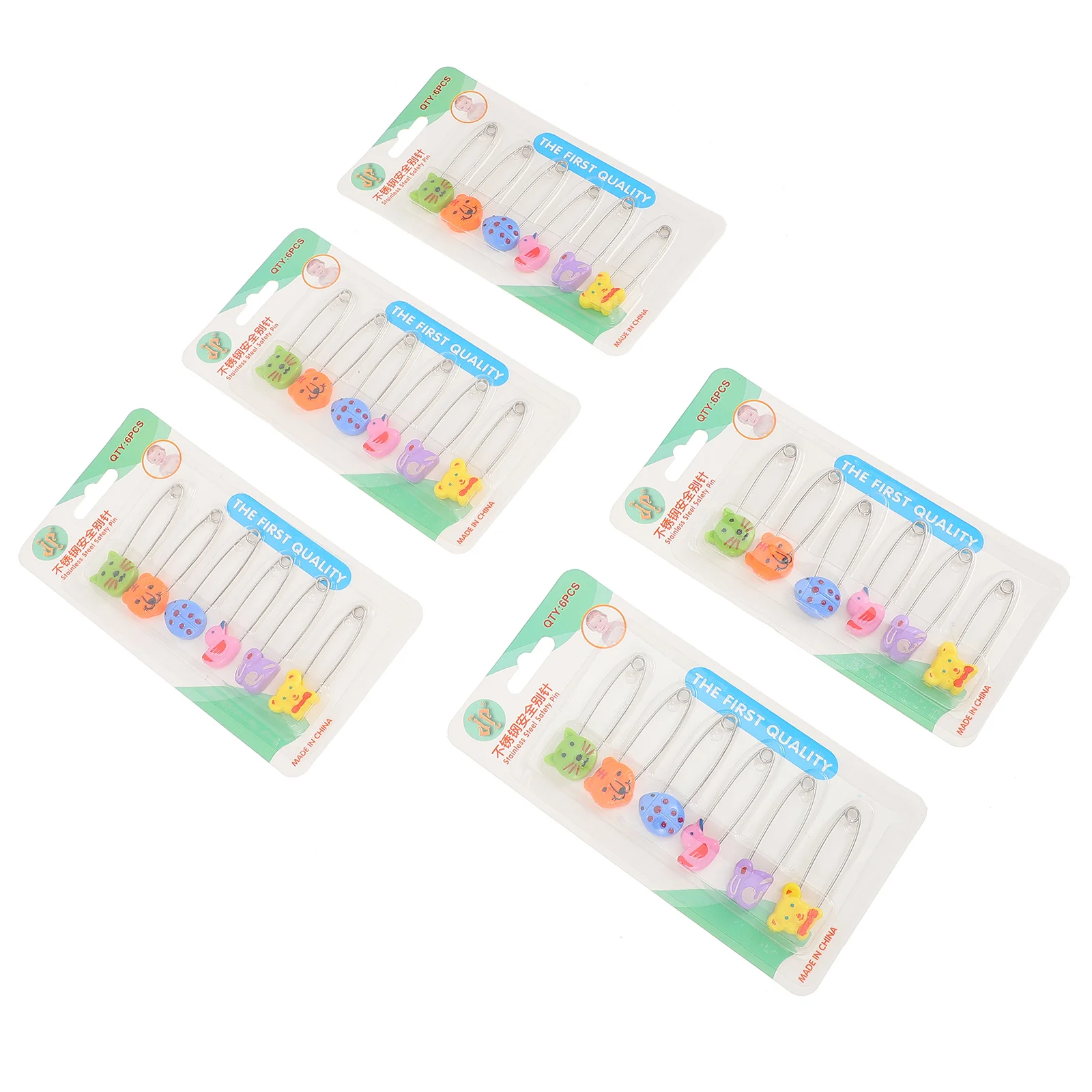 

30pcs Animal Diaper Pins Stainless Steel Safety Newborn Nappy Long Plastic Head Adjustable Secure Baby Clothing