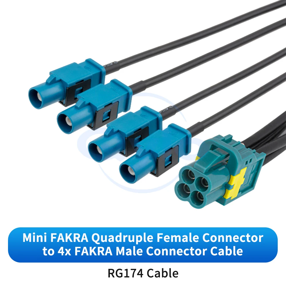 Dual-ended Mini Fakra Quad-to-SMA Adapter with Rosenberger Connector RG174/316/1.5DS Coaxial Cable (1 pcs)