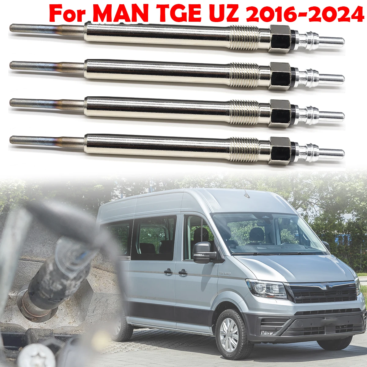 

4PCS For MAN TGE UZ 2016 2017 2018 2019 2020 2021 2022 - 2024 Diesel Heater Nickel Plating Glow Plugs 4.4V 03L963319 65268030008