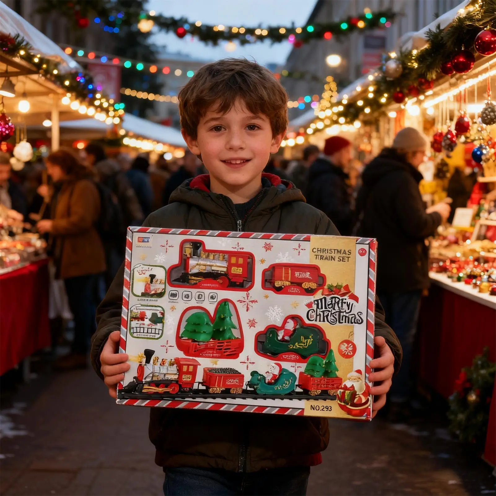 مجموعة ألعاب القطار مع مجموعة الضوء والصوت، مجموعة مسار القطار الكهربائي لعيد الميلاد والضوء لعيد الميلاد للأولاد والبنات الصغار