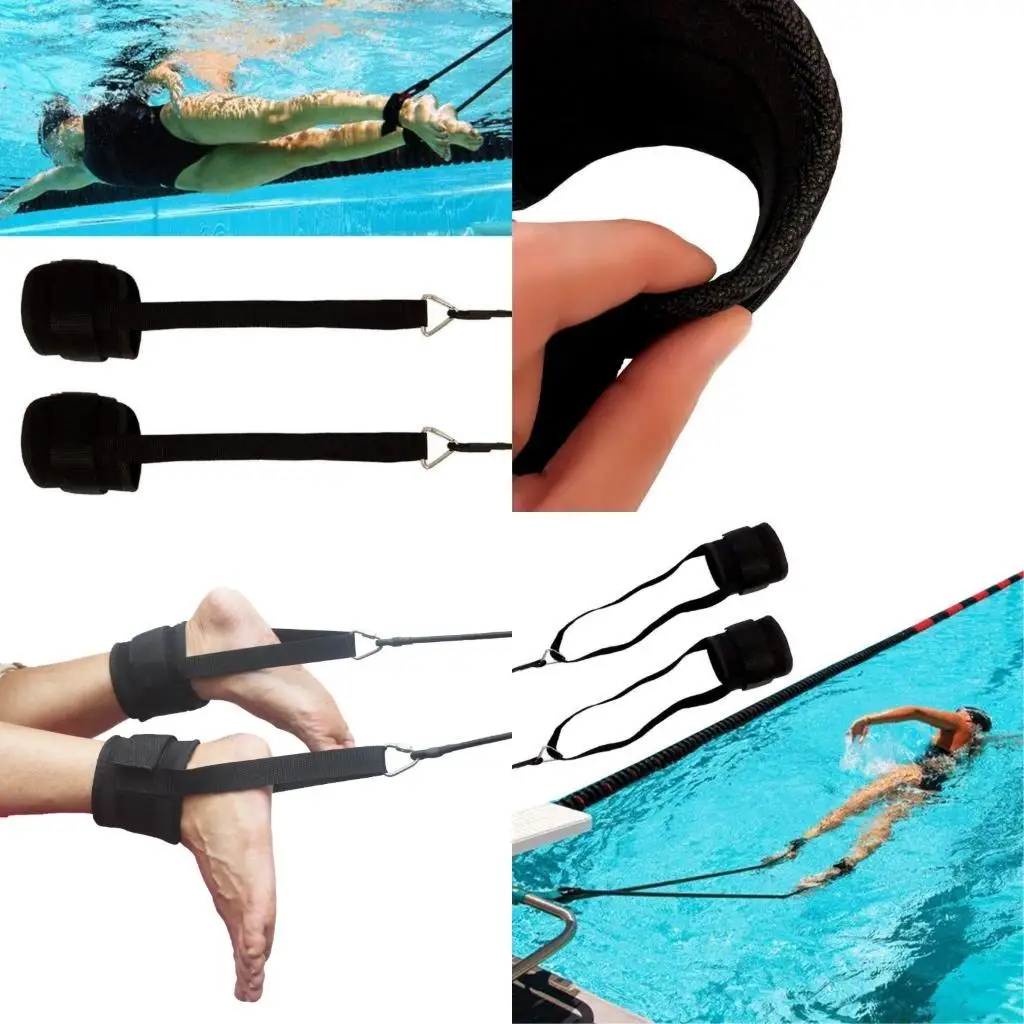 

M5TC Swim Ankle Strap Adjustable Swimming Resistance Band Exercise Belt Elastic Rope Adjustable Water Resistance Rope