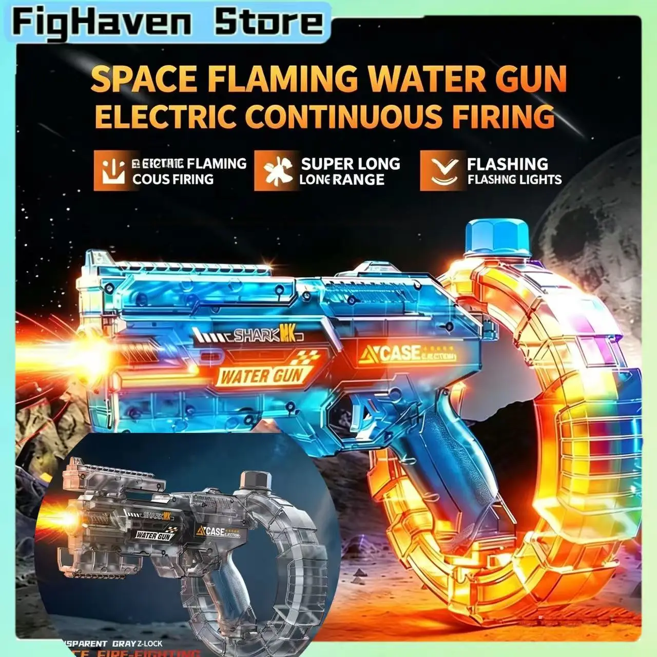 

LED Lighting Transparent Electric Water Gun Automatic Water Absorption Continuous Shooting Summer Outdoor Beach Pool Game Toy
