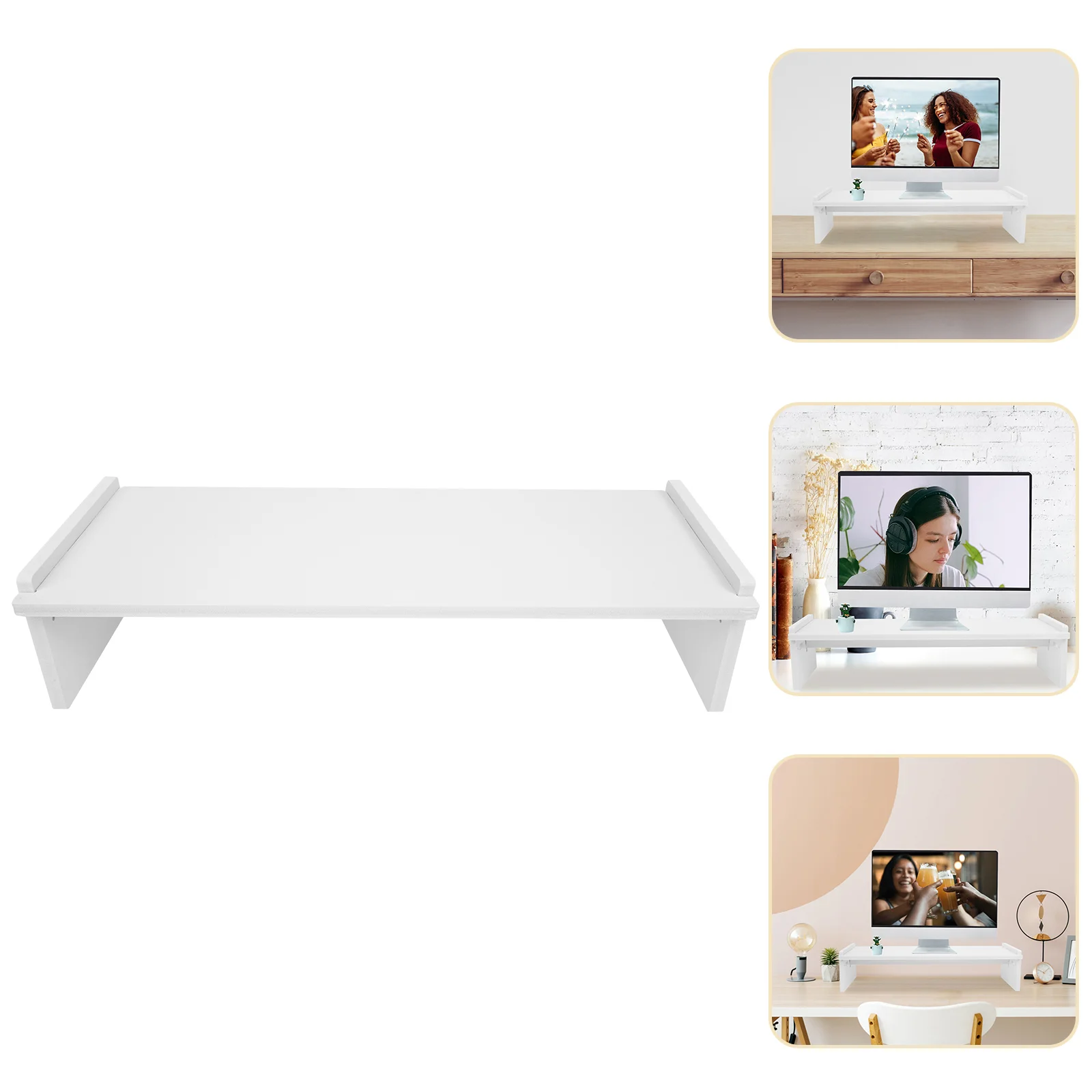 Multifunction Computer Heightened Shelf Office Laptop Stand Lcd Monitor Wooden Heart Shape Bowls Cereal