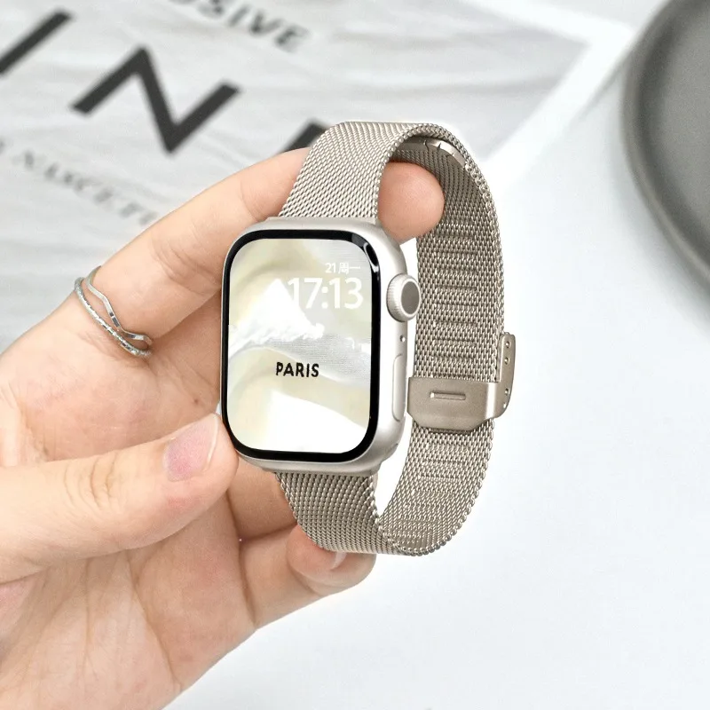 Milanese Loop for Apple Watch Band 44mm 40 45 41 46 42 38 49mm Metal Mesh Bracelet iWatch Series 12 11 10 9 8 7 SE 6 5 4 3 Strap