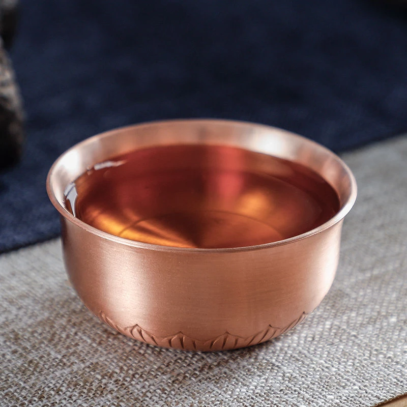 Engraved Pure Copper Bowl Mini Vodka Liqueur Spirits Cup Creative Wedding Wine Tea Cups Buddhist Bowl Home