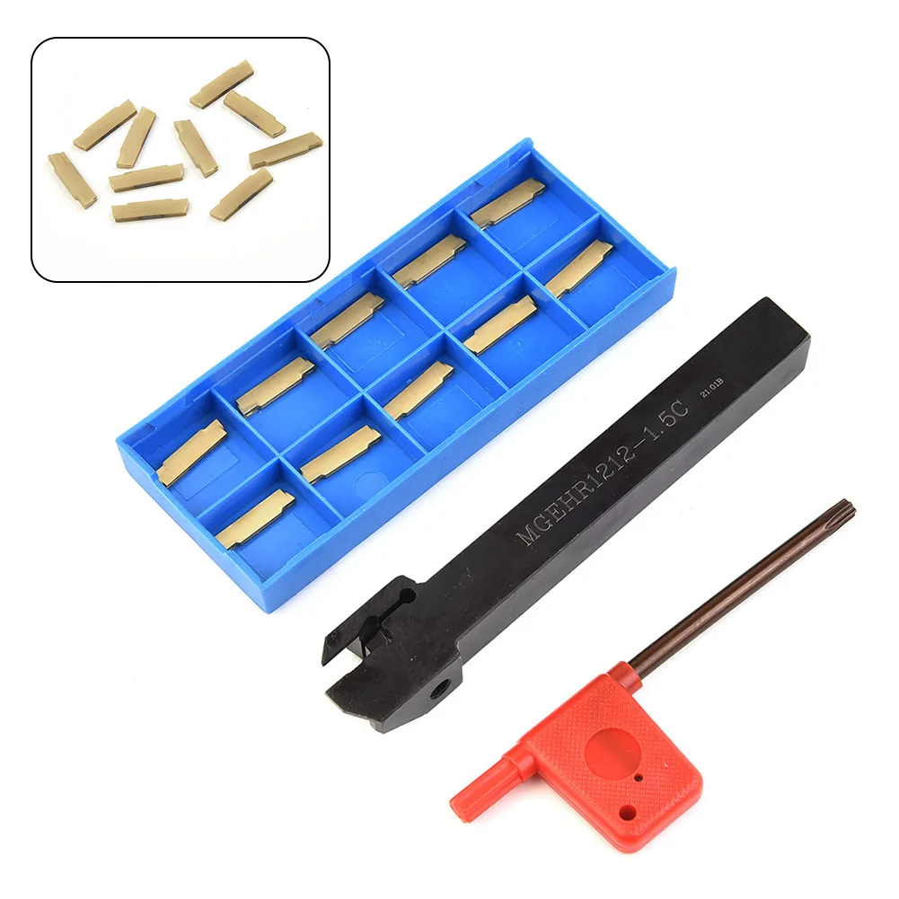 MGEHR1212 1 5 Grooving Holder with 10pcs MGMN150G Carbide Grooving Inserts Designed for Industrial Machining Applications