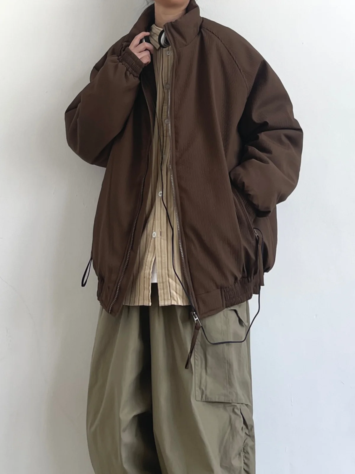 

JOYZONE Winter Thiened Cotton Jaet ex Loose Fit Stand Collar Warmth Youth Faion Casual Zipper Closure Color