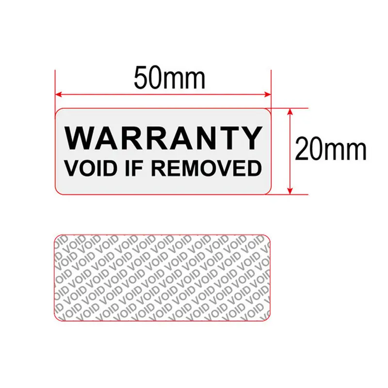 1000PCS silver anti-counterfeiting label Tear invalid sticker disposable VOID sealed anti-counterfeiting label 50X20mm