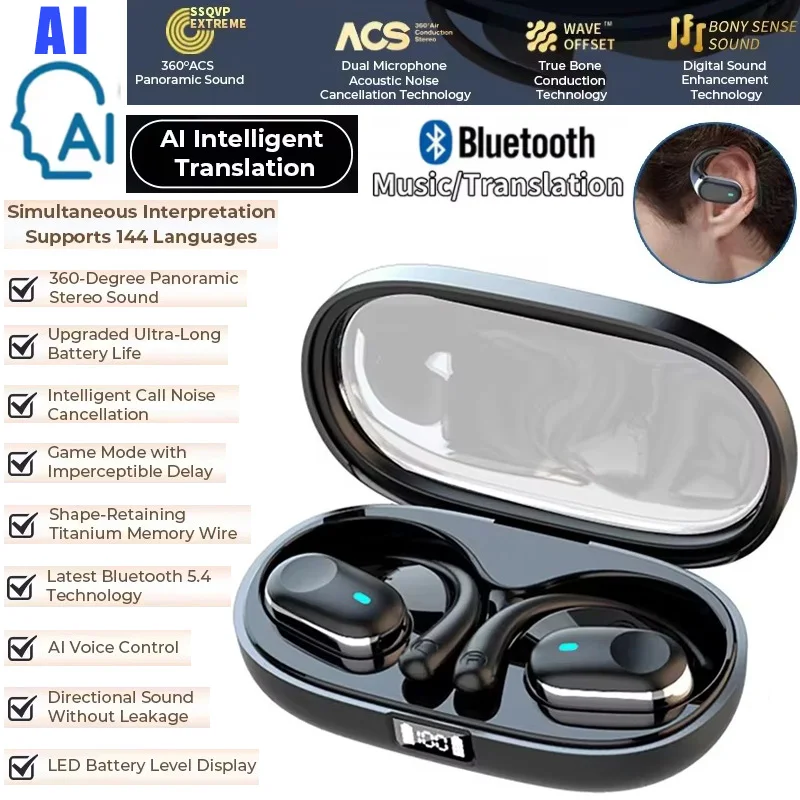 

Bluetooth 5,4 гарнитура AI-переводчик, наушники-вкладыши, 144 языка, шумоподавление, мгновенный переводчик, умный голос, реальное время