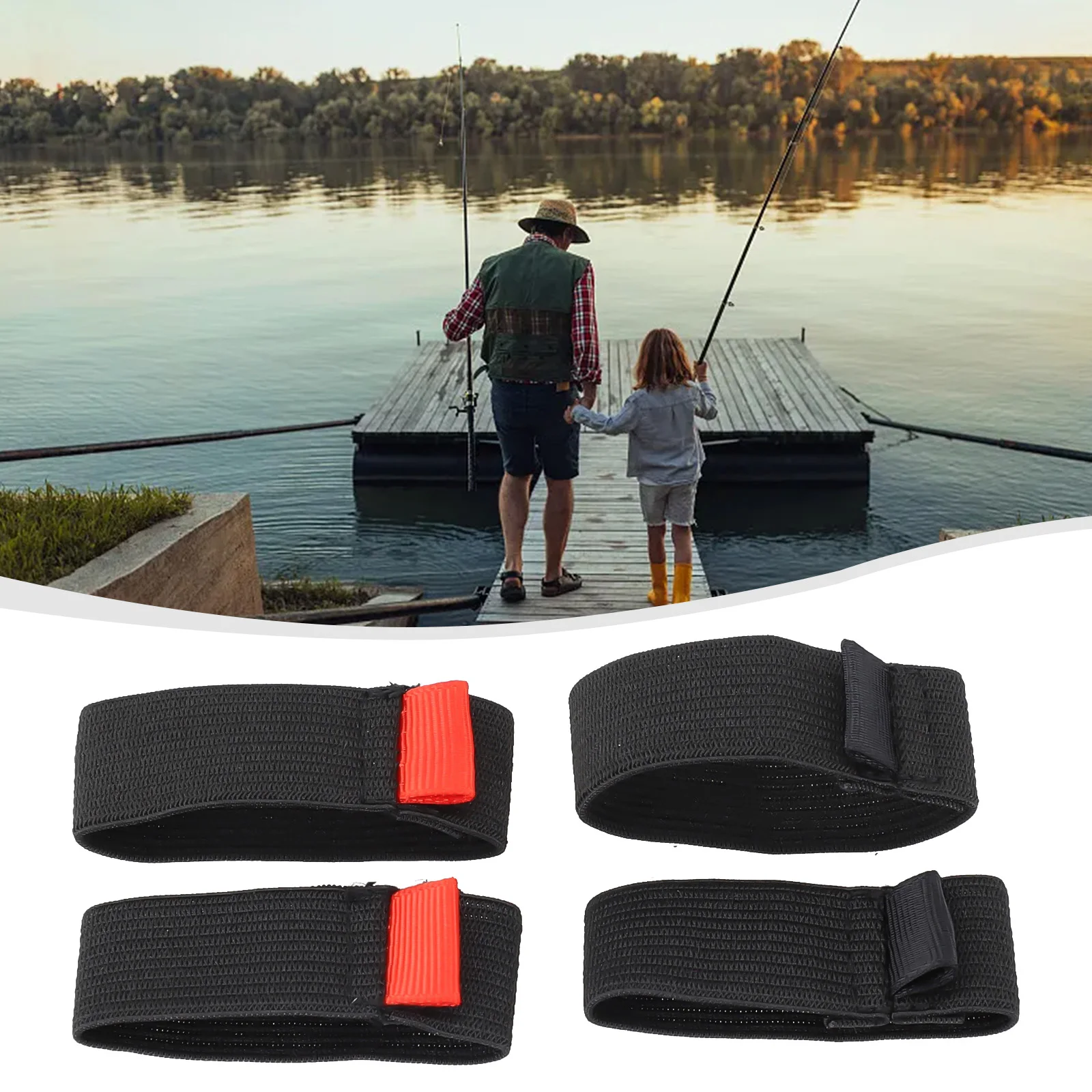 4 Pcs/Pack Fishing Spool Belt/Pack, Flexible Black Red Elastic Fishing Reel Reel Protector Belt Pulley Accessories S M L LL