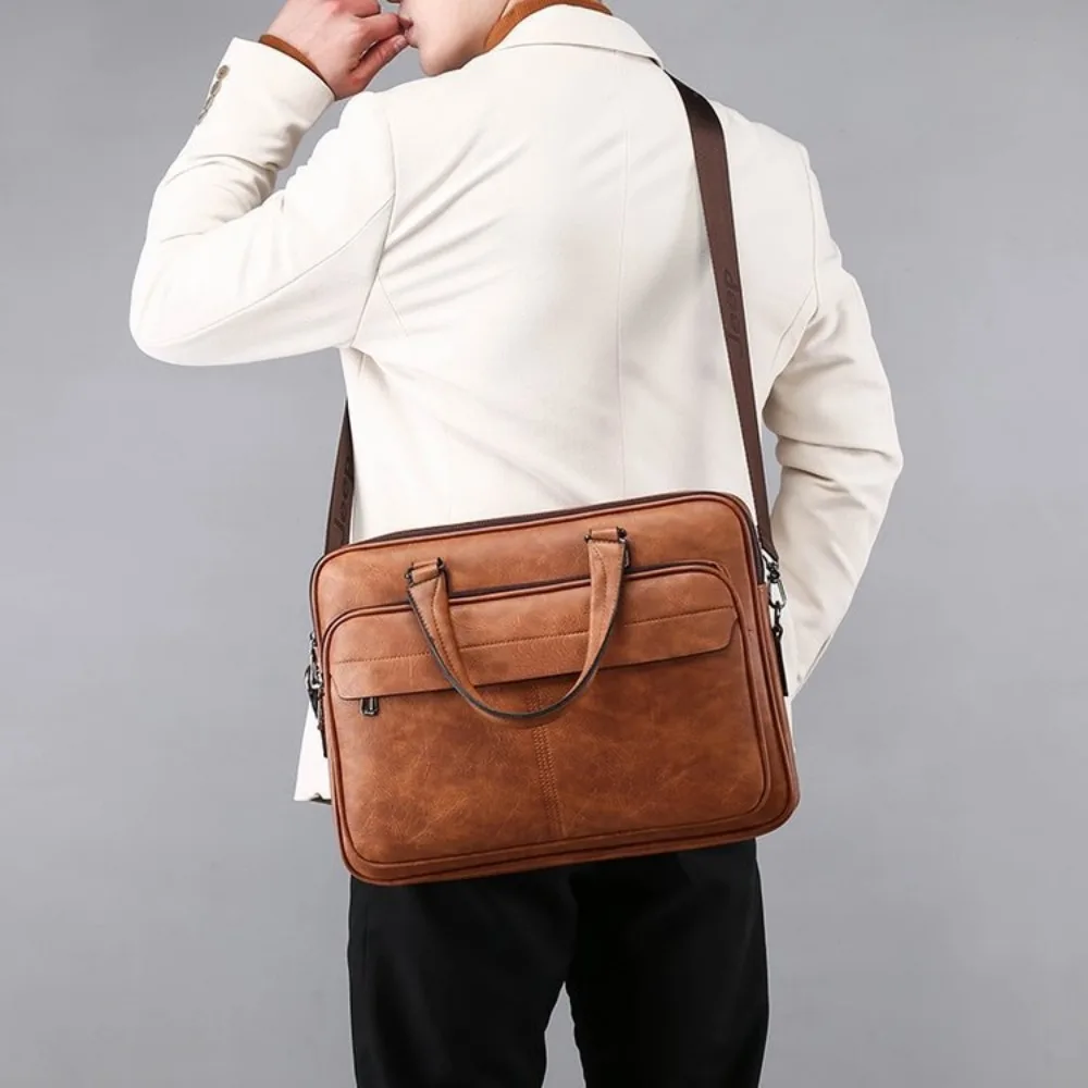 Borsa da lavoro da uomo borsa a tracolla di lusso in pelle Pu di grande capacità Tote Bolsas borsa a tracolla impermeabile nera