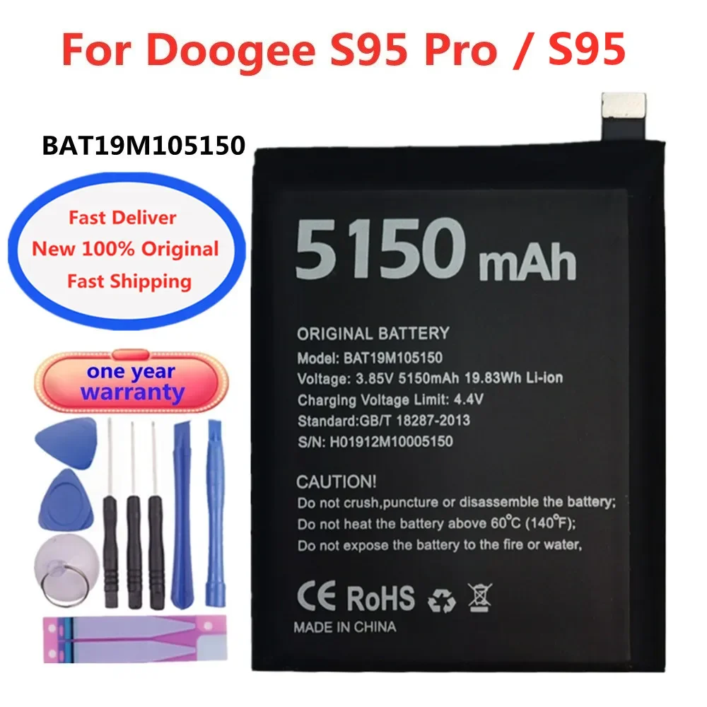 5150mAh BAT19M105150 100% Original Phone Battery For Doogee S95 Pro Smartphone Genuine Rechargeable Batteries + Tools