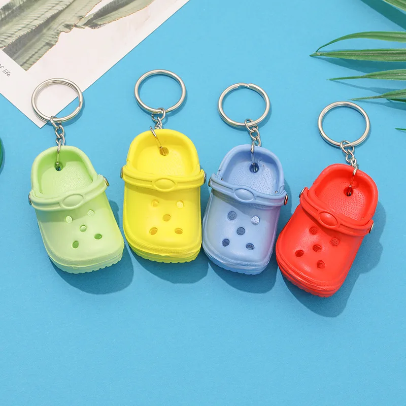 Cute 3D Mini EVA Beach Hole Little Croc Shoe Keychain Girl Gift Bag Accessories Decoration Keyring Floating Key Chain Charm