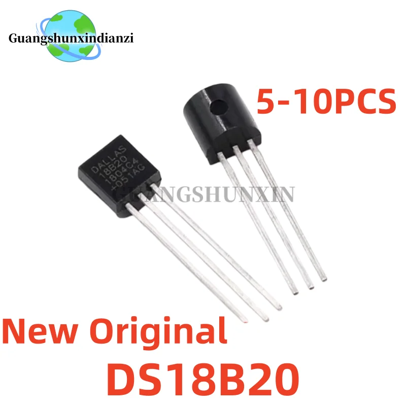 5-10PCS Temperature Sensor Electronic Chip DS18B20 TO-92 18B20 chips IC DIY Electronic Digital Thermometer -55°C to 125°C