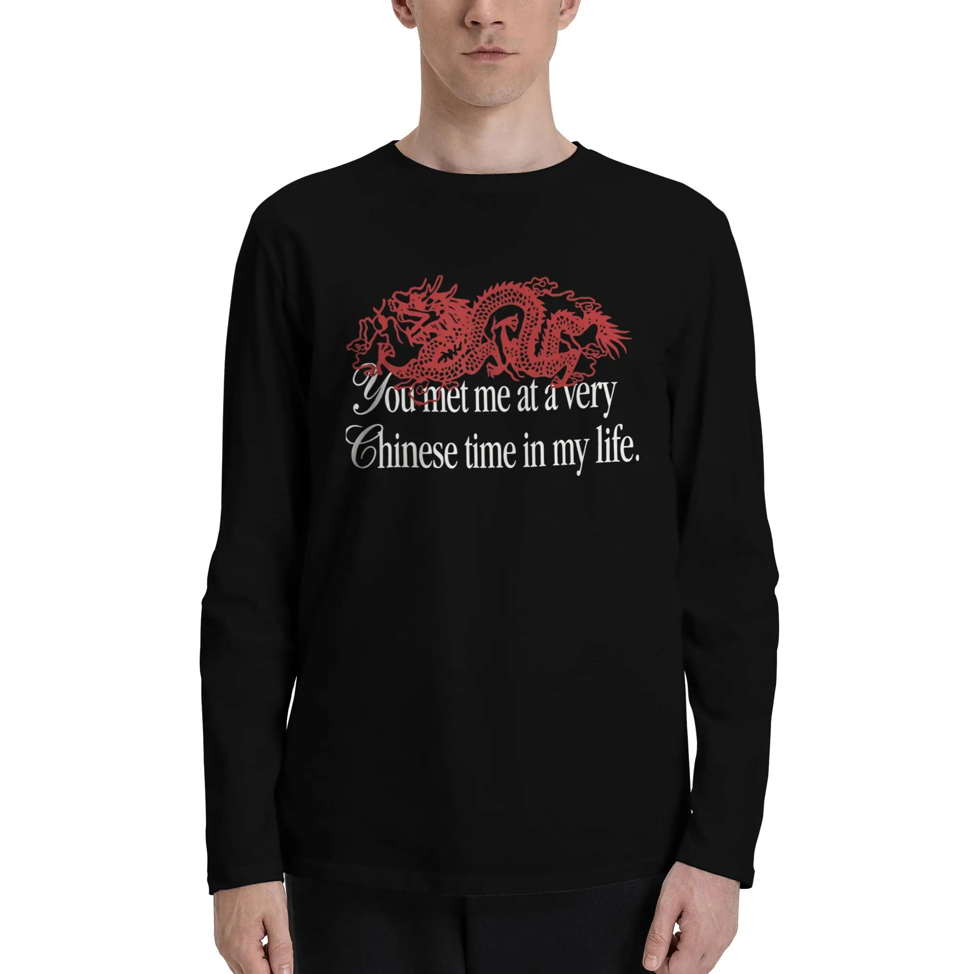 Du hast mich in einer sehr chinesischen Phase meines Lebens getroffen. Harajuku-Sweatshirt für Männer und Frauen, China-Meme, langärmeliges Kapuzenoberteil, Winterpullover. – Detail 1