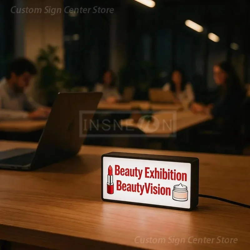 Beauty Exhibition Custom Neon LED Signboard, Illuminated Advertising Display Personalized Wall Logo Panel Business Lighted Sign
