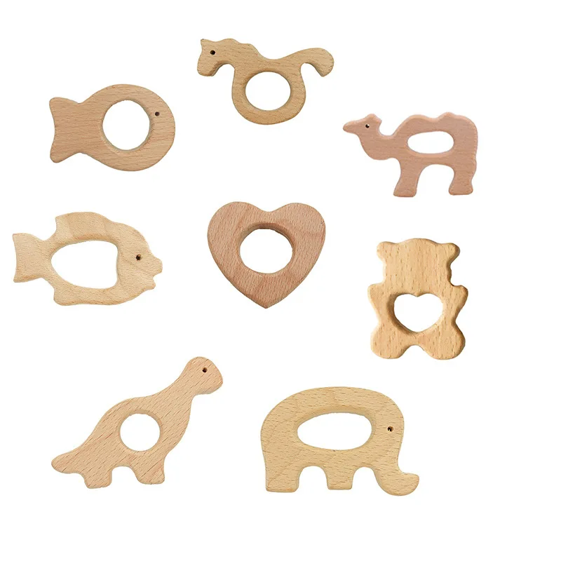 1PC Wooden Teether Baby Natural Beech Animals DIY Pendant For Pacifier Chain Necklace Baby Teething Nursing Rodent Teethers Gift