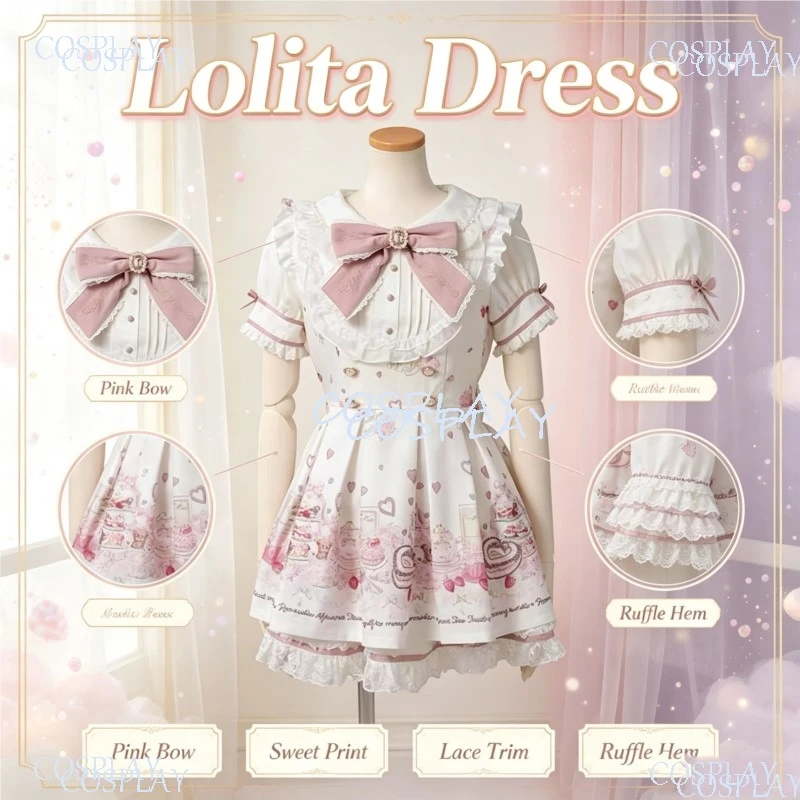 Японское платье Ryousangata Sweet Dress с короткими рукавами и матросским воротником, милый наряд для чаепития в стиле кей для женщин.
