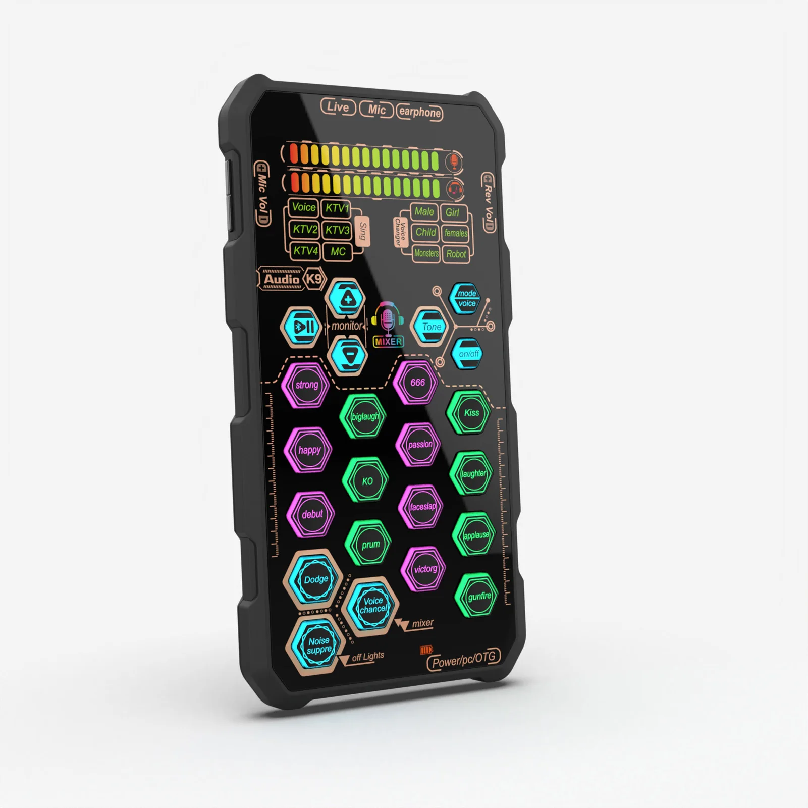 DJ Karaoke Equipment K9 يده لايف كارت الصوت مجموعة لوحة الصوت مع تغيير الصوت لبوداستينغ البث الغناء تسجيل