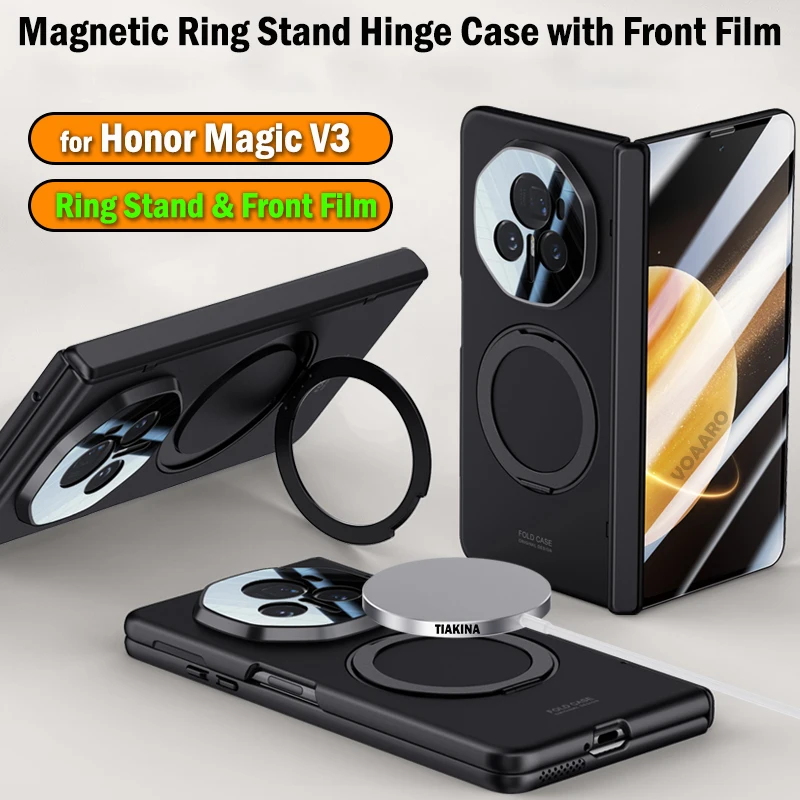 

Шарнирный защитный чехол для Honor Magic V3, искусственная Обложка для Honor Magic V3 с пленкой для переднего экрана