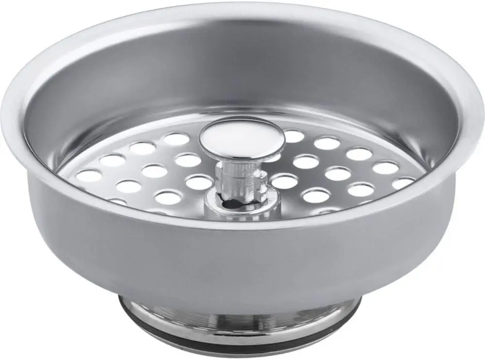 K8803-CP Duostrainer Sink Strainer Basket, Removeable Stainless Steel Open/Close Stopper, Tight Seal, Polished Chrome