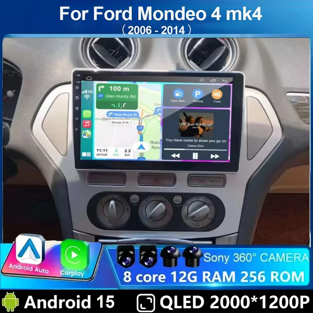 For Ford Mondeo 4 mk4 2006 - 2014 Android 15 Carplay Android Auto Radio Car Multimedia GPS 2din autoradio Navigation NO DVD