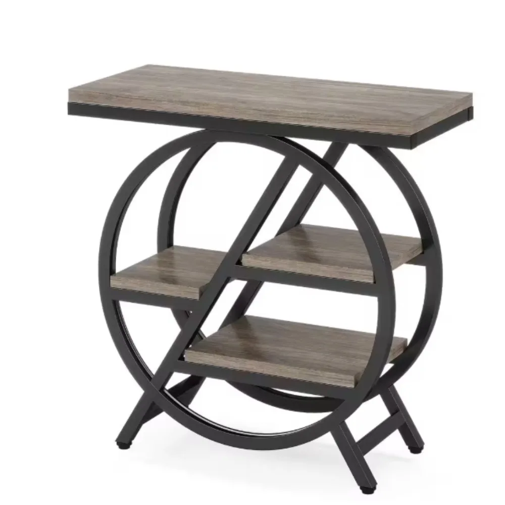 طاولة نهاية مستطيلة من MDF مع مساحة تخزين، طاولة جانبية ضيقة من 3 طبقات لغرفة المعيشة، غرفة نوم منضدة #2