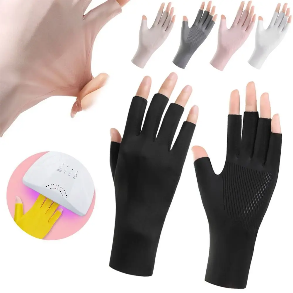 

Breathability Sunscreen Gloves High Elasticity Nail Uv Protection Nail Painting Gloves Radiation Proof Protect Finger Skin