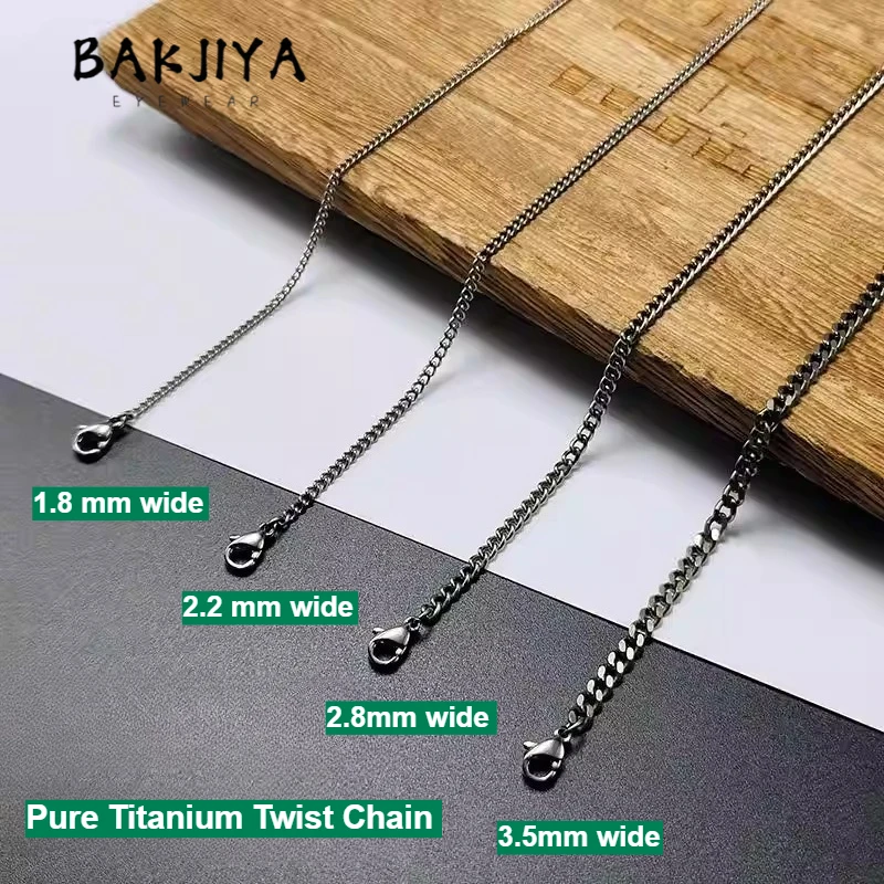 

Fashion DIY Pure Titanium Twist Chain Necklace 1.8mm/2.2mm/2.8mm/3.5mm Cowboy Chain, Hypoallergenic Titanium Necklace Men/Women