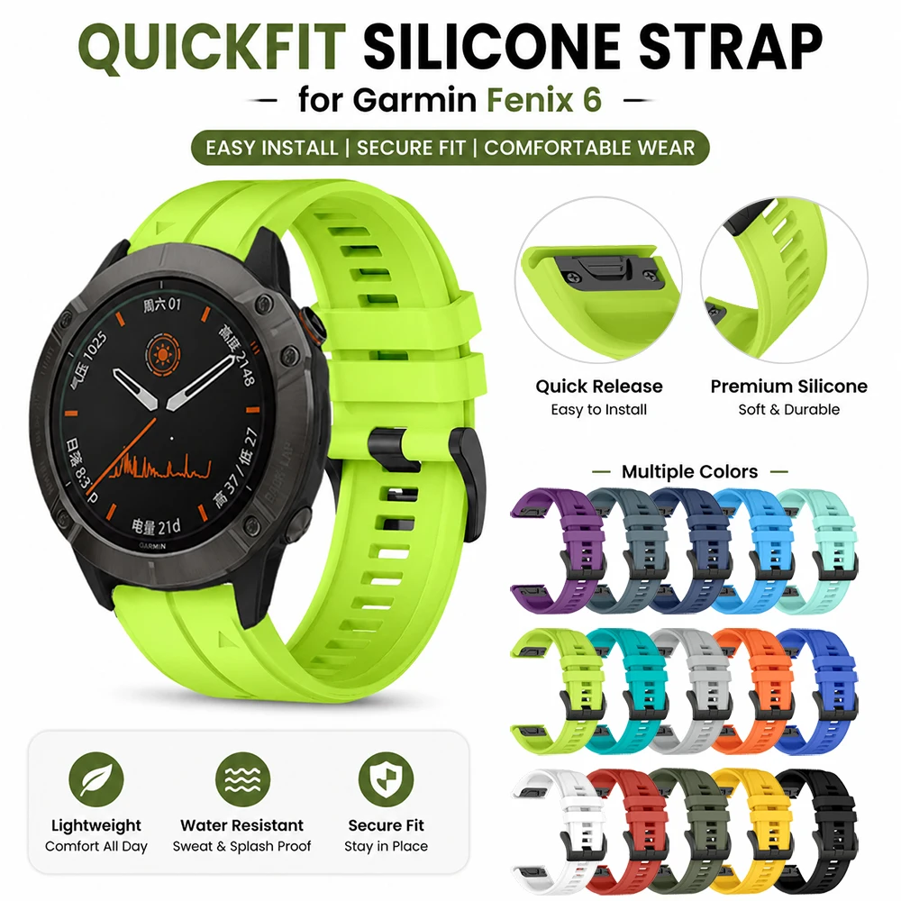 22mm Offizielles Schnellwechsel-Silikonarmband für Garmin Fenix 6 6X 6S Pro Garmin Outdoor-Armband für Fenix 8 Pro 51mm 47mm Enduro3