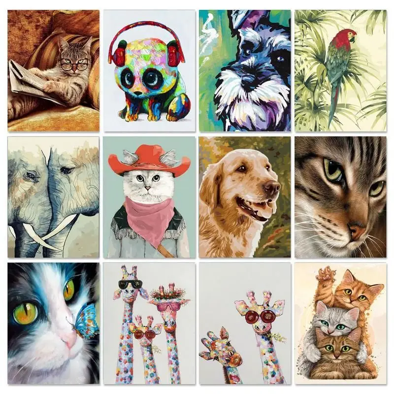 

GATYZTORY 60x75cm Painting by numbers For Adults Handpainted Animals DIY Paint by numbers Zero Basis Number painting Home decor
