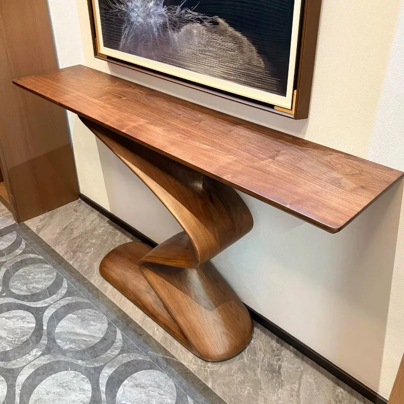Entrance table, black walnut solid wood entrance table, multi-functional decorative strip case, narrow style end view table