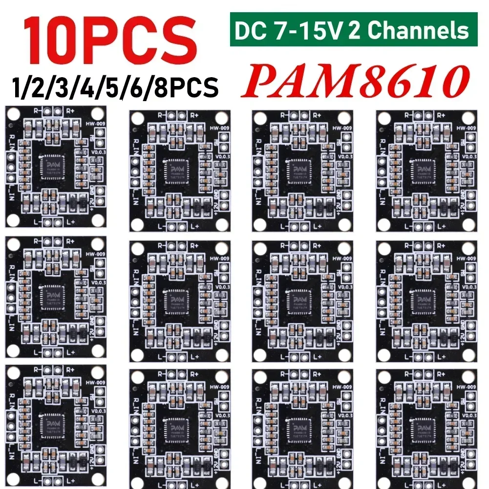 10-1pcs PAM8610 Stereo Mini Power Amplifier Board 2x15W Digital Audio Amplifier Board Class D Dual Channel