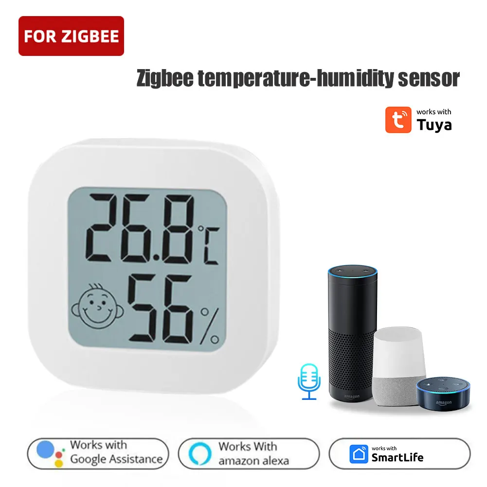 Zigbee Tuya Smart Temperatur Feuchtigkeit Sensor Mit LCD Display Smart Home Automation Fernbedienung Arbeitet Mit Alexa Google Hause