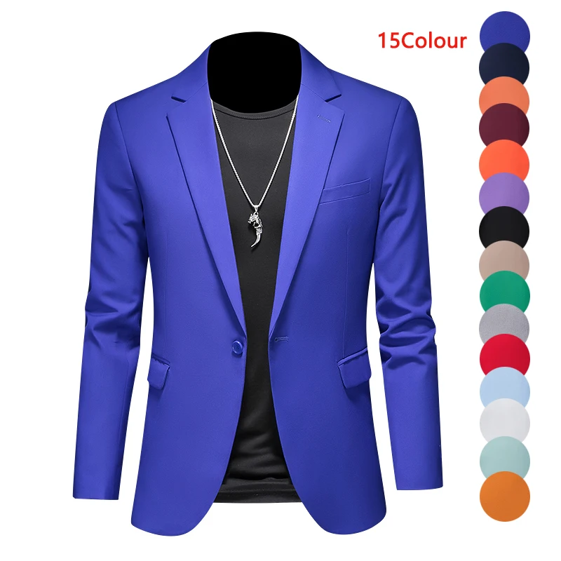 

M-6XL Double Vent Mens Blazer High End Boutique Fashion Solid Color Men's Casual Business Suit Jacket Groom Wedding Dress Coat