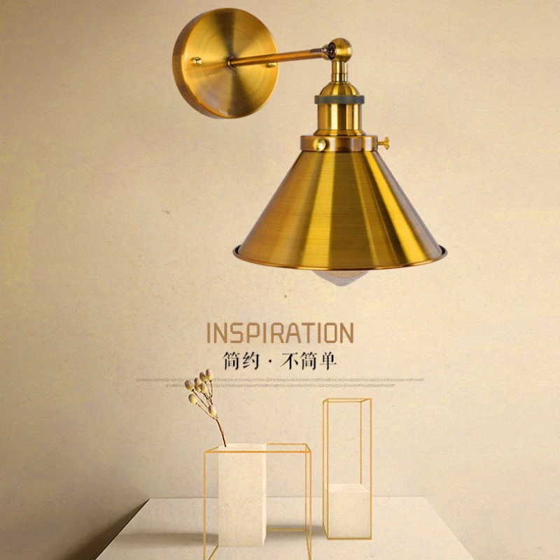 

Industrial Gold Color Wall Lighting, Wall Mount Lamp Fixtures for Barn Porch Bathroom Bedroom Living Room E27 based