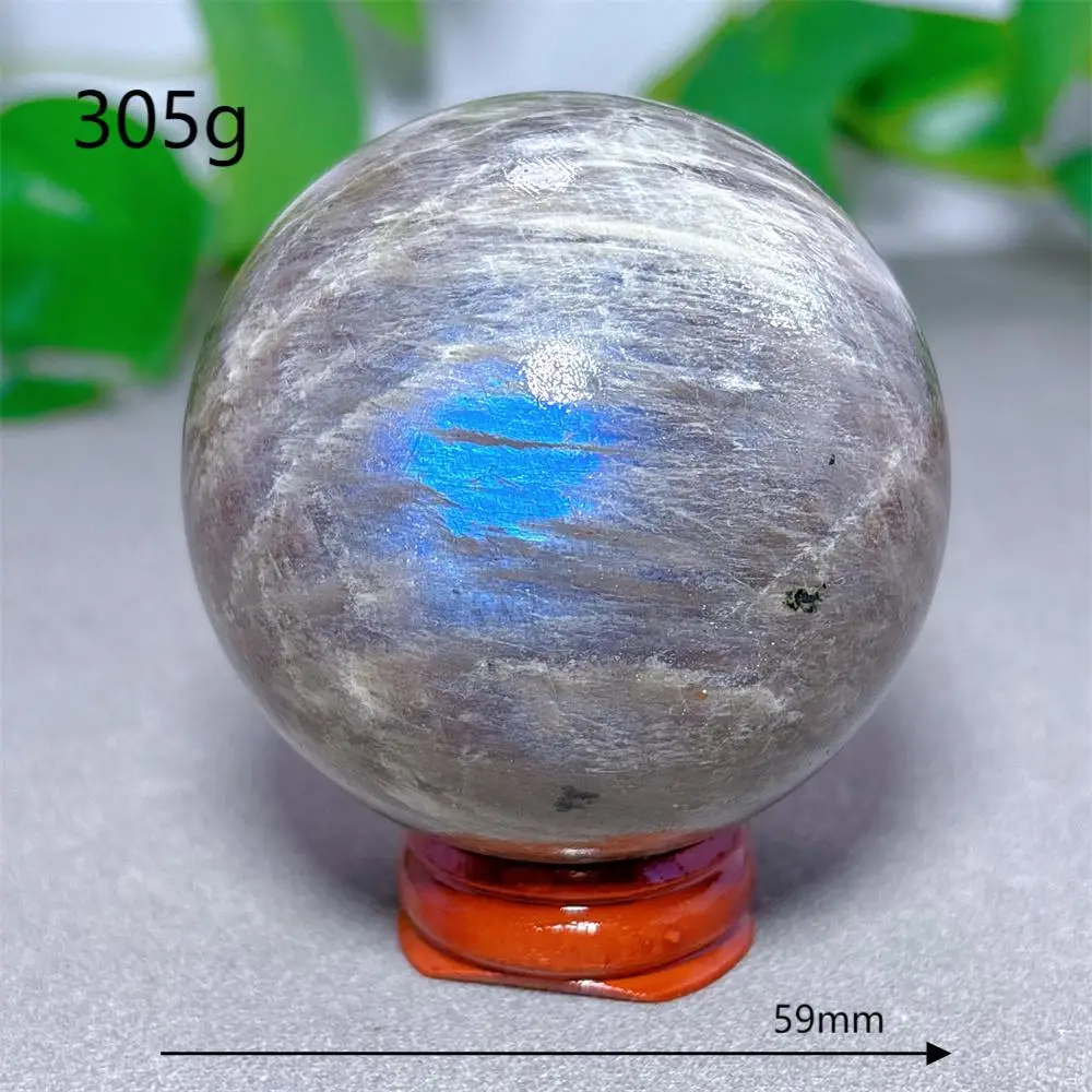 Blauwe Maansteen Bol Kristal Natuursteen Kwarts Mineralen Huisdecoratie Reiki Tuingeschenken Energie Genezing Geluk Liefde +Stand