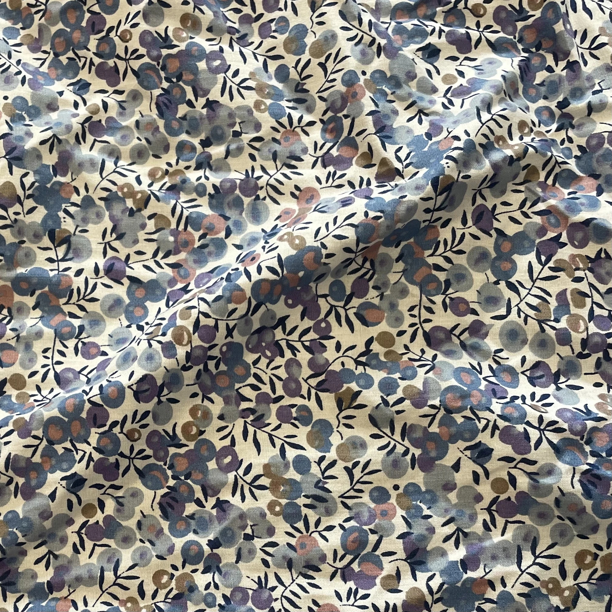 100% Cotton Blue-gray Blueberry 40S Tissun Liberty Poplin Fabric For Kids Baby Sewing Cloth Dresses Skirt DIY Handmade Patchwork