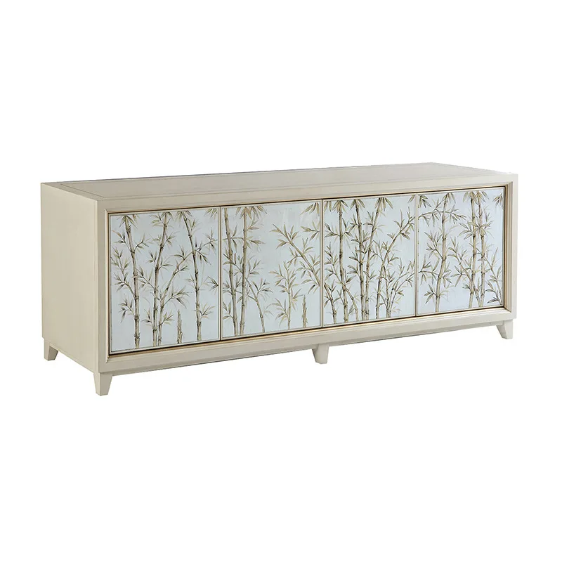 

TV cabinet painted glass light luxury living room TV cabinet small apartment living room TV cabinet locker