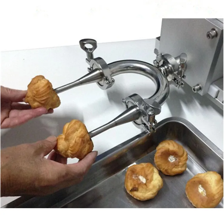 Automatic single and double nozzle cake donut cream jam cheese filling syringe machine