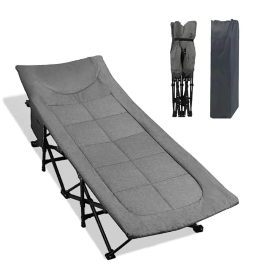 

Camping Cot for Adults with Cushion and Pillow Portable Folding Bed for Sleeping Lightweight Tent cot with Carry Bag Supports 4