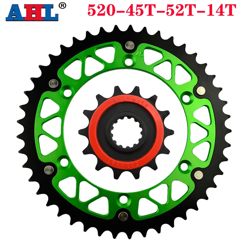 

AHL 520 Motorcycle 45T~52T 14T Front & Rear Sprocket For KAWASAKI KLX250 SDF SEF 2013-2014 KLX250S 2006-2007 KLX250 KLX 250 S