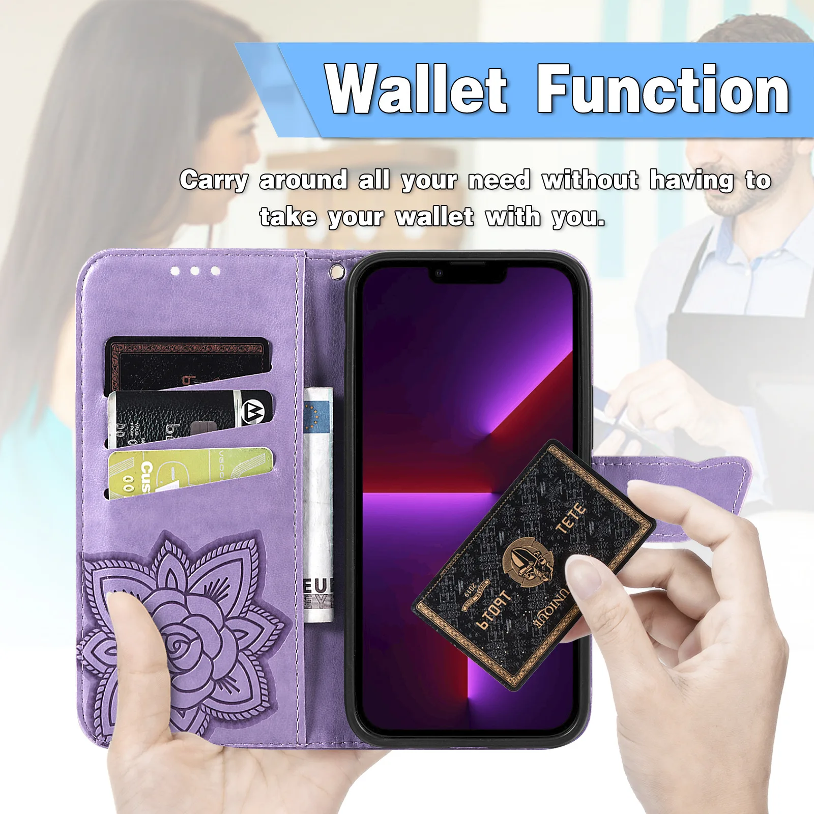 

Multifunctional Wallet Case For iPhone 14 PRO 13 Max12 Mini 11 X XS Pro 6 7 8 6S PLUS Butterfly Leather Wallet Cover Case