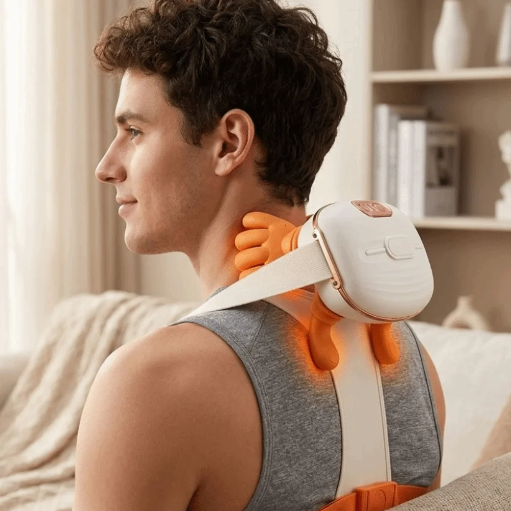 Soft Silicone Neck Shoulder Massager Wireless Ergonomic Heated Massager Device USB Charging Bionic Finger