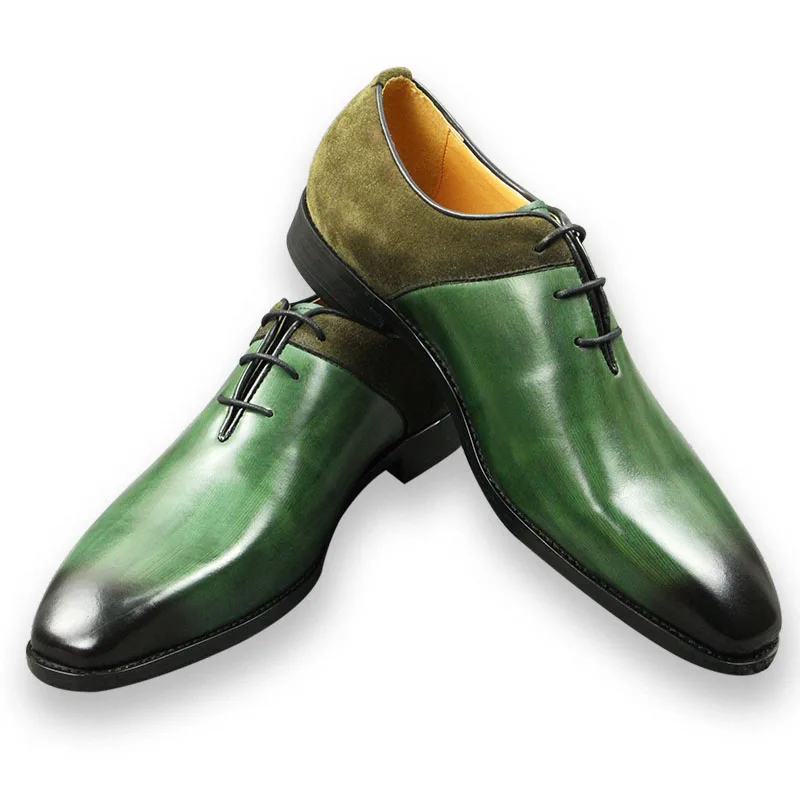 2022 New Men's Handmade Leather Shoes Business Banquet Professional Oxford Shoes Haute Couture Black or Green Genuine Leather CN