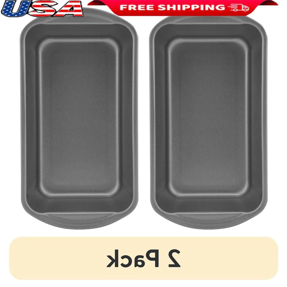 مجموعة صينية رغيف كبيرة غير لاصقة مكونة من قطعتين من خبز رغيف اللحم مقاس 9 × 5 أدوات خبز متينة للمطبخ سهلة الإصدار #1