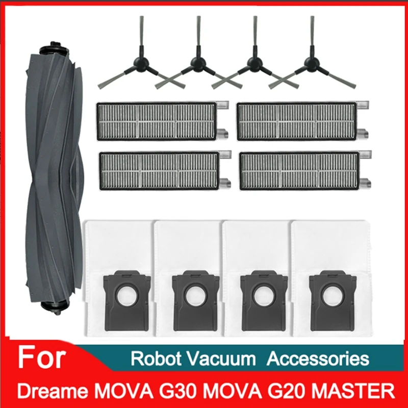 

13PCS For Dreame Mova G30 Pro/ G30/ G20 MASTER Robot Vacuum Cleaner Replaceable Parts Main Side Brush Filter Dust Bag